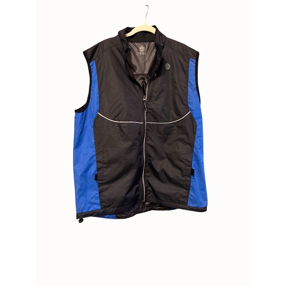 Golds Gym Black Blue Reflective Vest L/XL Lightweight 100% Polyester Activewear